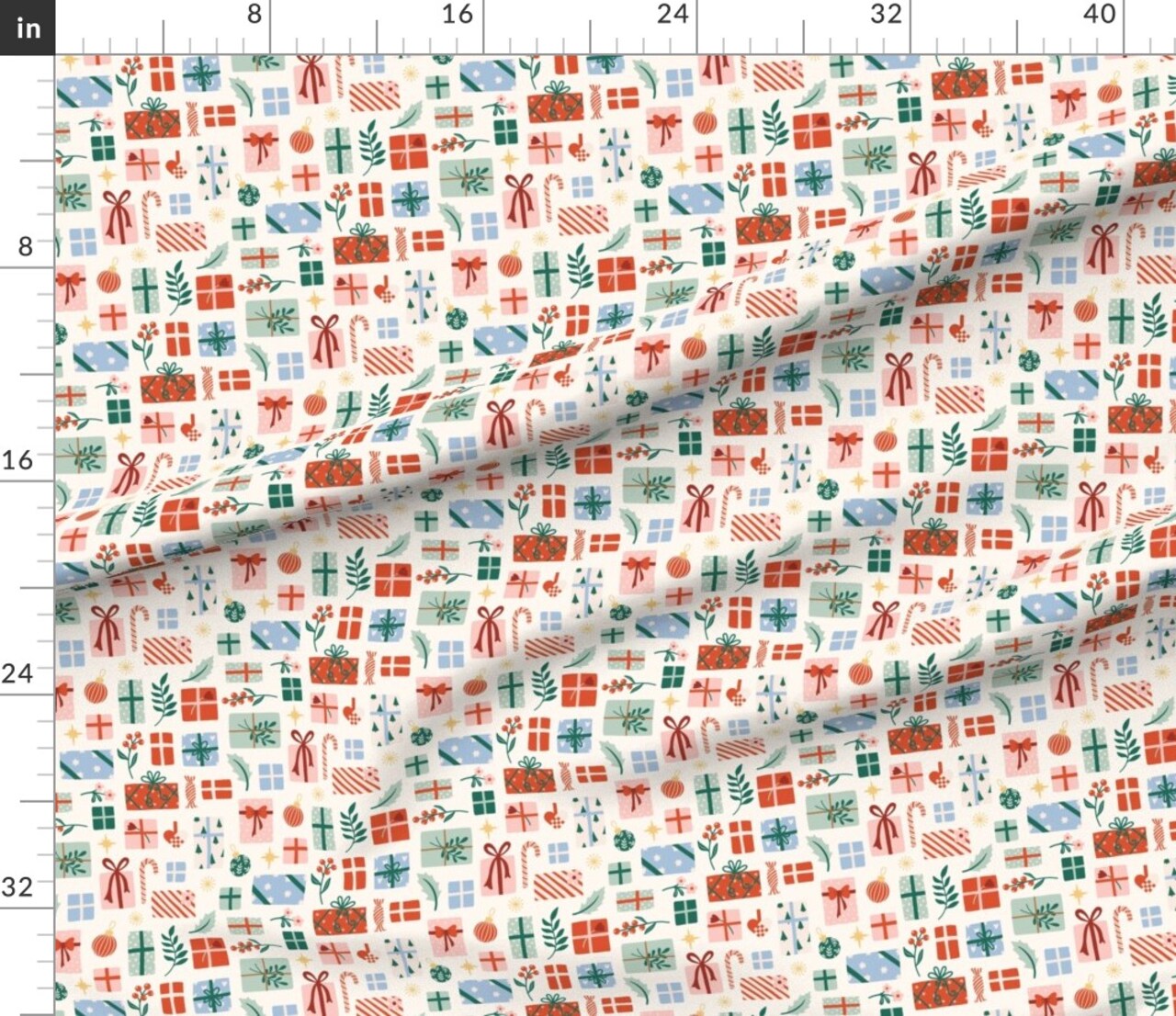 Holiday Gifts Off White Candy Cane Winter Wonderland Scandinavian Xmas Custom Printed Fabric by Spoonflower Various Fabrics by the Yard or Fat Quarter